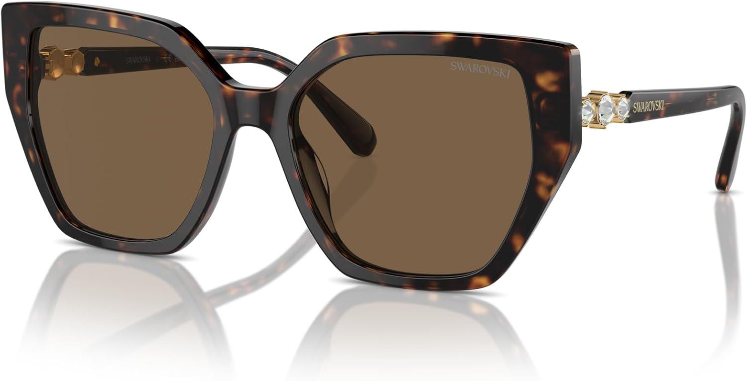 imageSwarovski womens Sk6016f Low Bridge Fit Rectangular SunglassesDark HavanaDark Brown