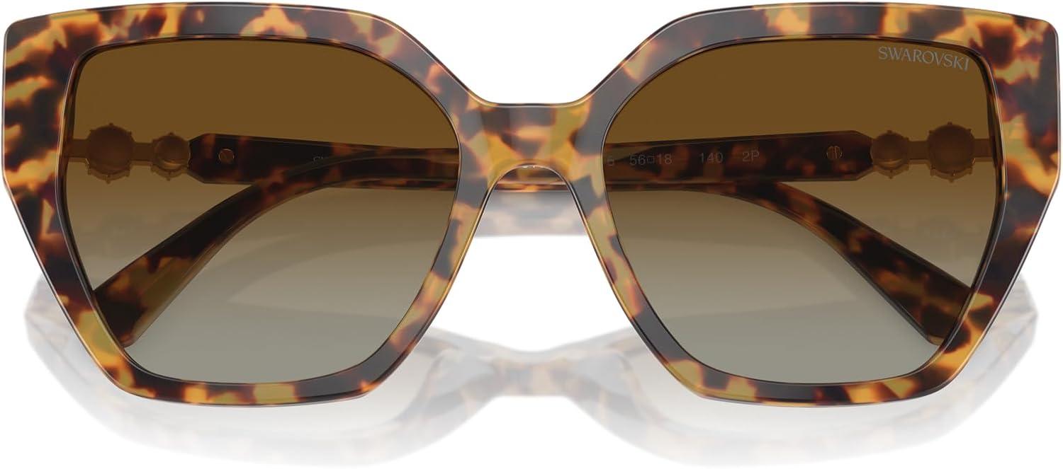 imageSwarovski womens Sk6016f Low Bridge Fit Rectangular SunglassesGunmetalGrey Mirrored Black