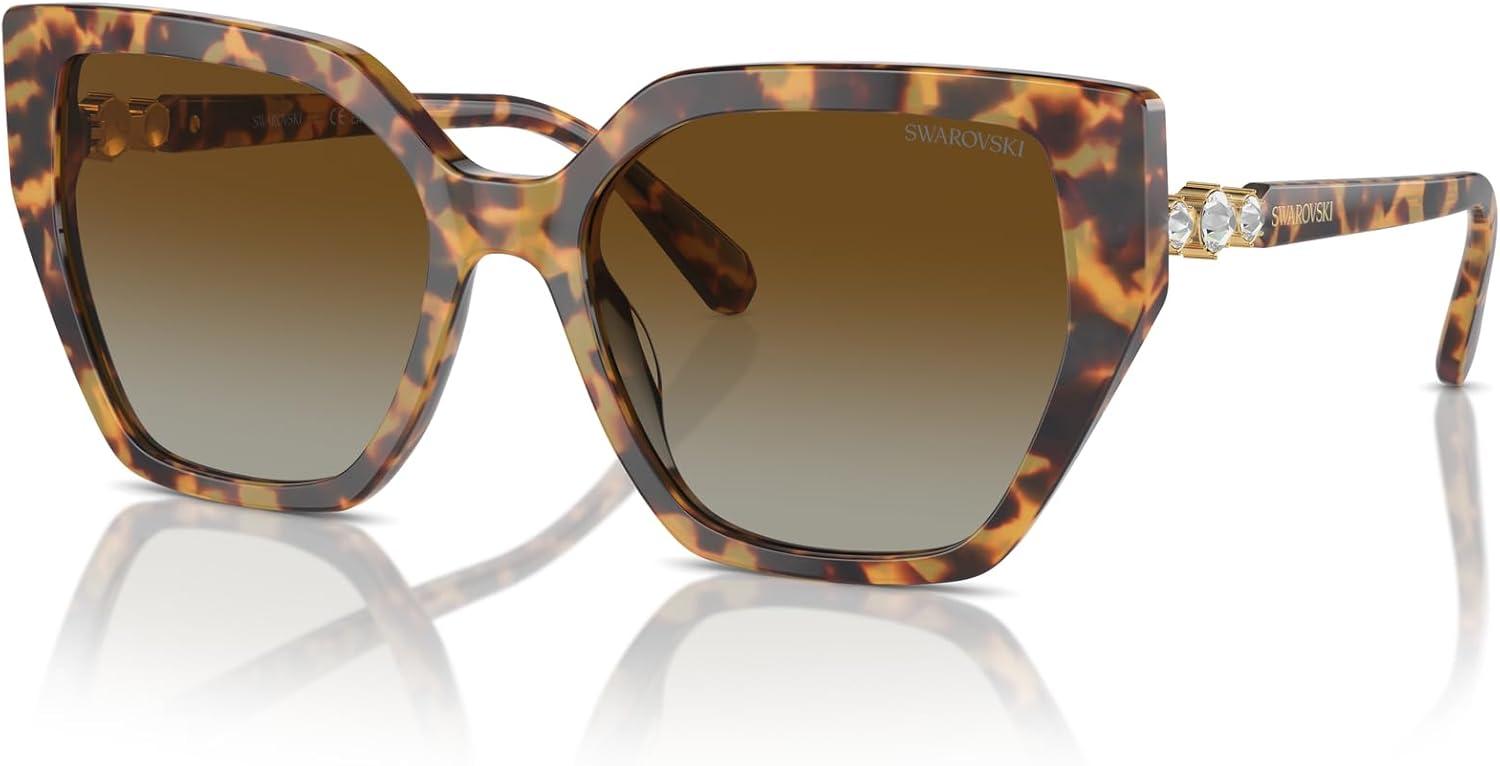 imageSwarovski womens Sk6016f Low Bridge Fit Rectangular SunglassesGunmetalGrey Mirrored Black