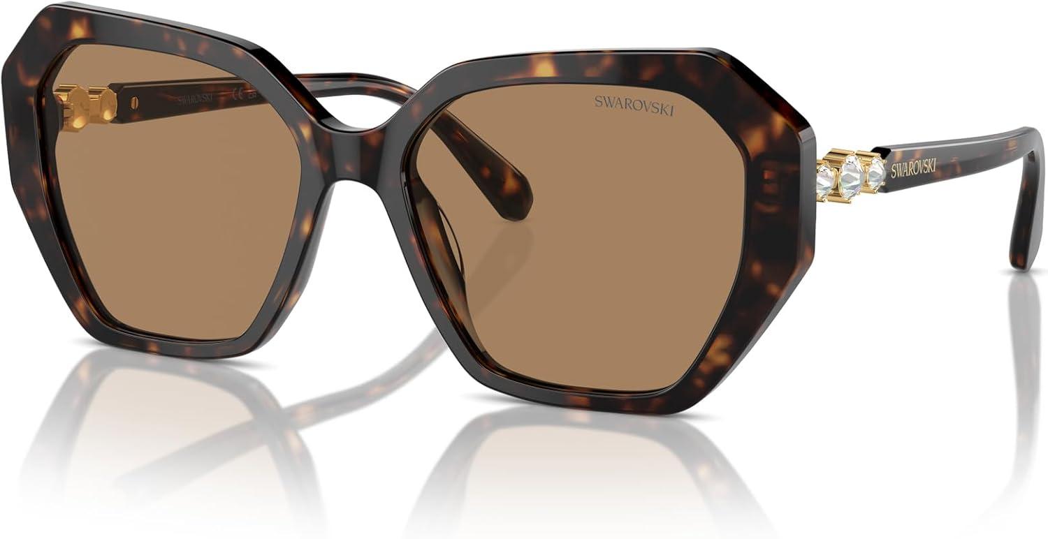 imageSwarovski womens Sk6017f Low Bridge Fit Cat Eye SunglassesPale GoldPhotochromic Beige to Brown