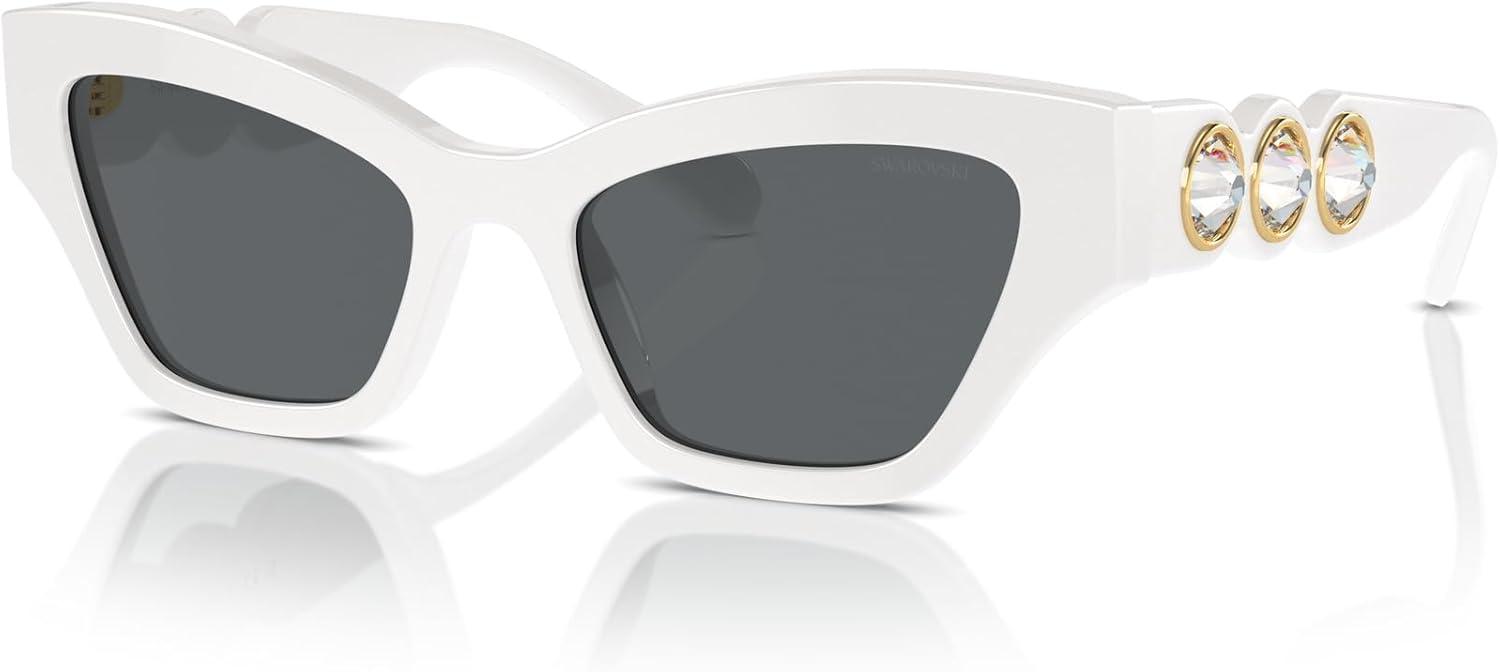 imageSwarovski womens Sk6021 Cat Eye SunglassesWhiteDark Grey