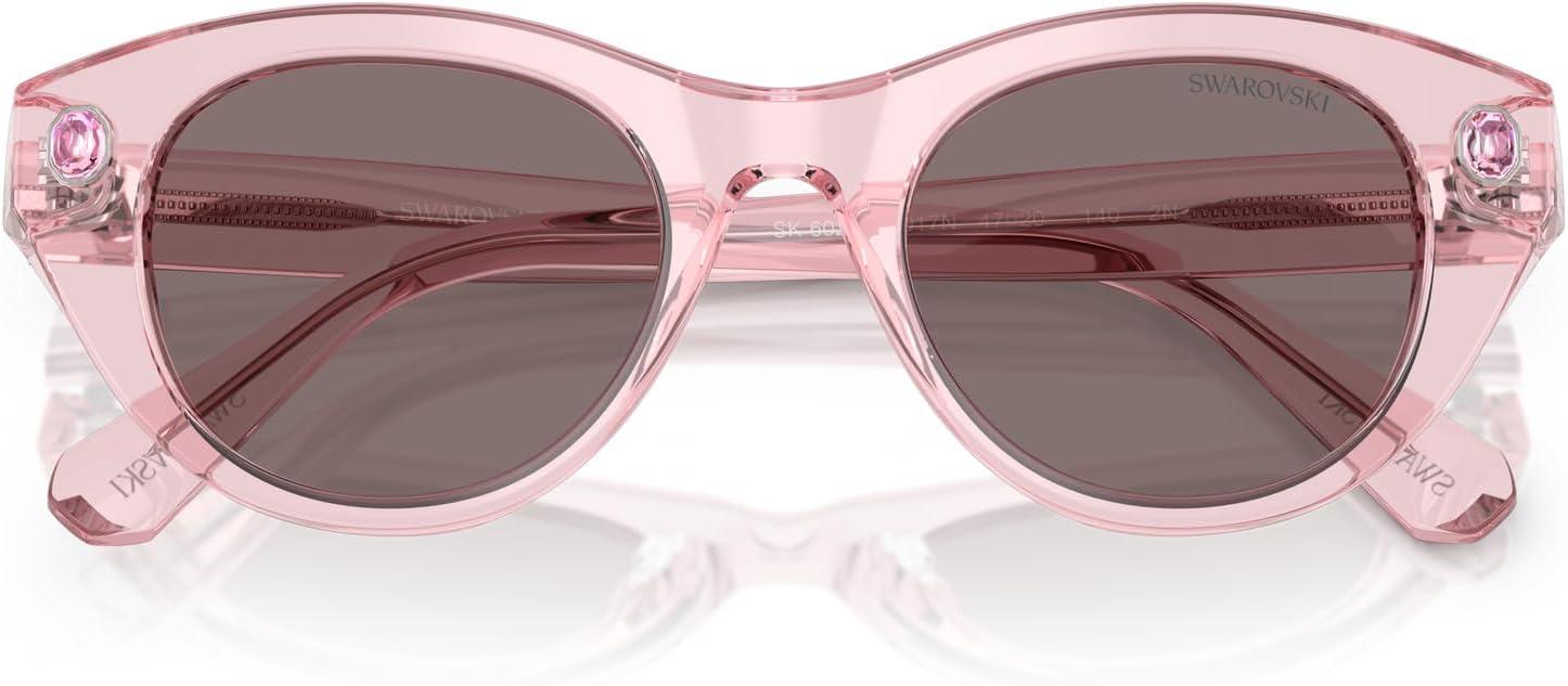imageSwarovski womens Sk6025 Round SunglassesTransparent PinkLight Purple Brown