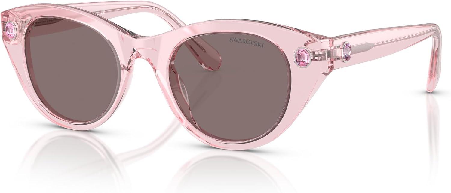 imageSwarovski womens Sk6025 Round SunglassesTransparent PinkLight Purple Brown