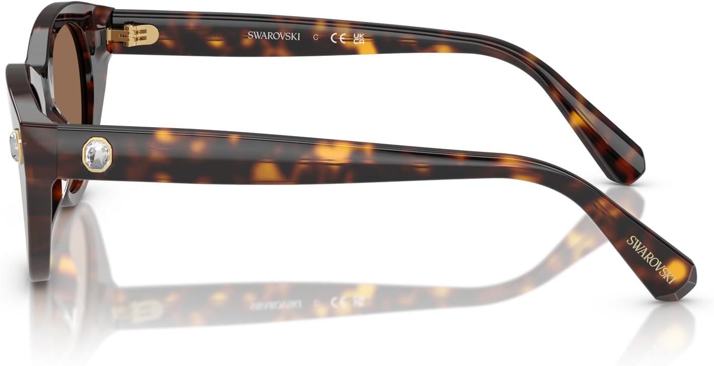 imageSwarovski womens Sk6025f Low Bridge Fit Round SunglassesHavanaDark Brown