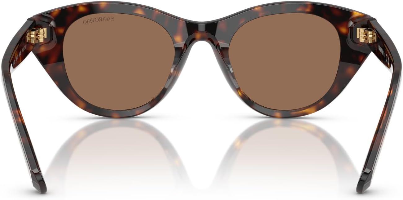 imageSwarovski womens Sk6025f Low Bridge Fit Round SunglassesHavanaDark Brown