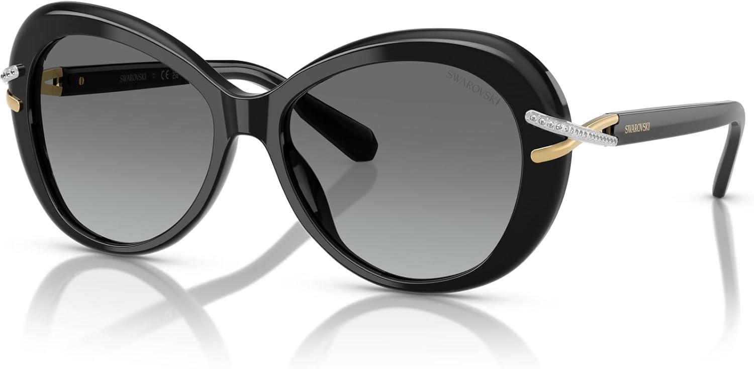 imageSwarovski womens Sk6026f Low Bridge Fit Butterfly SunglassesBlackGrey Gradient