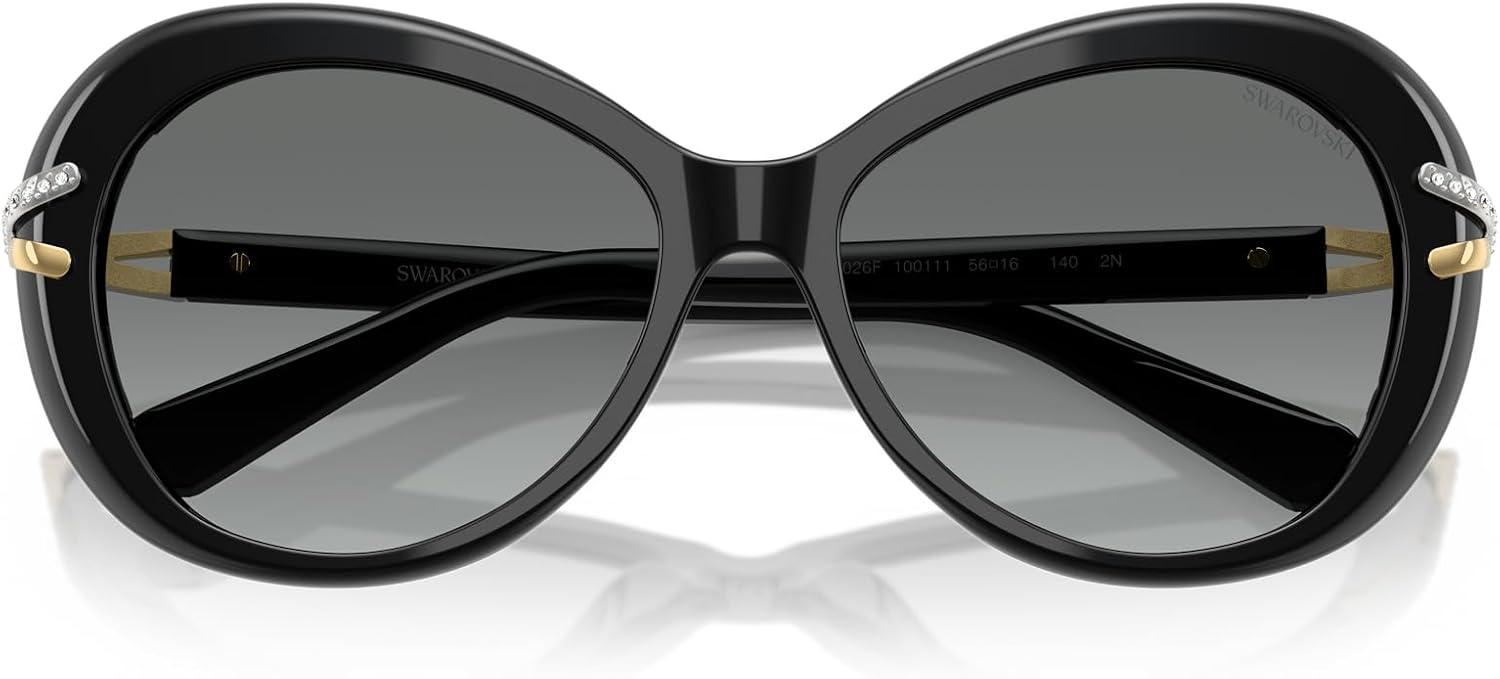 imageSwarovski womens Sk6026f Low Bridge Fit Butterfly SunglassesBlackGrey Gradient