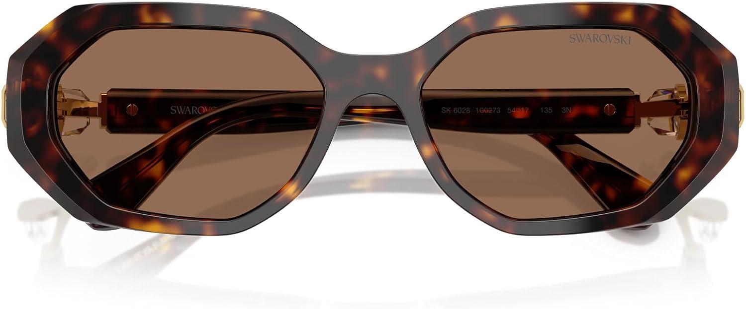 imageSwarovski womens Sk6028 Hexagonal SunglassesDark HavanaDark Brown