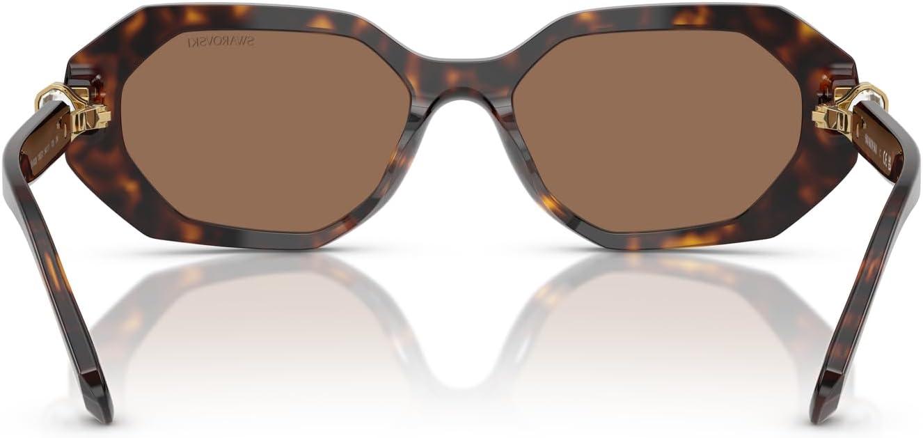 imageSwarovski womens Sk6028 Hexagonal SunglassesDark HavanaDark Brown