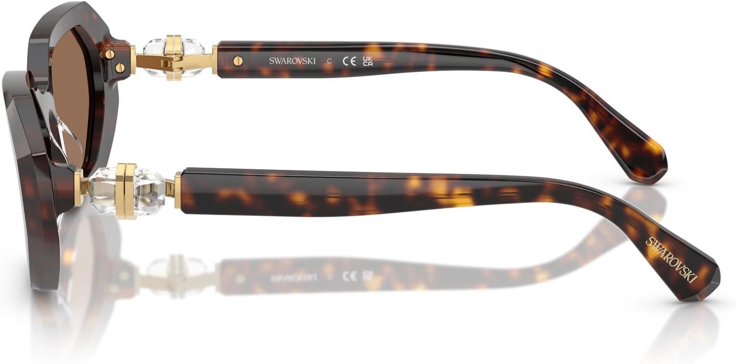 imageSwarovski womens Sk6028 Hexagonal SunglassesDark HavanaDark Brown