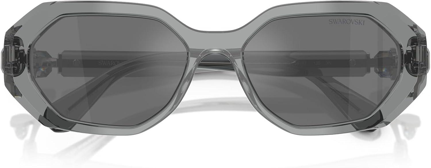imageSwarovski womens Sk6028 Hexagonal SunglassesTransparent Dark GreyGrey Mirrored Black