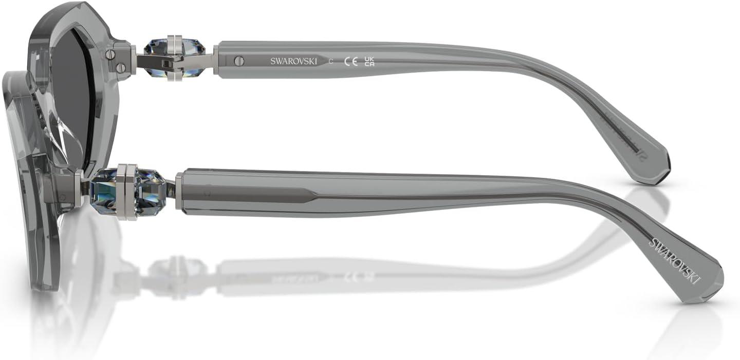 imageSwarovski womens Sk6028 Hexagonal SunglassesTransparent Dark GreyGrey Mirrored Black
