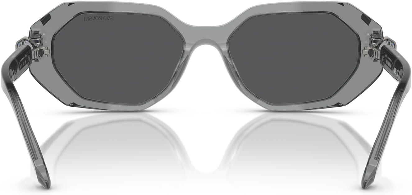 imageSwarovski womens Sk6028 Hexagonal SunglassesTransparent Dark GreyGrey Mirrored Black