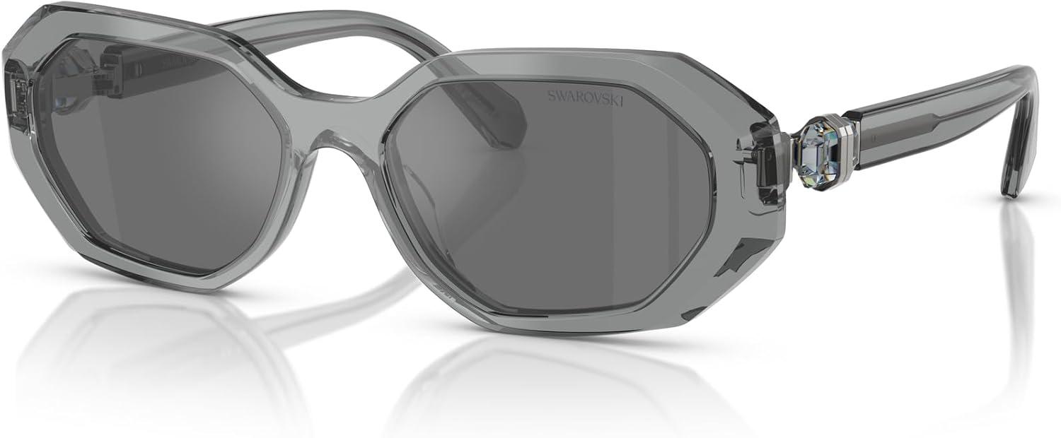 imageSwarovski womens Sk6028 Hexagonal SunglassesTransparent Dark GreyGrey Mirrored Black
