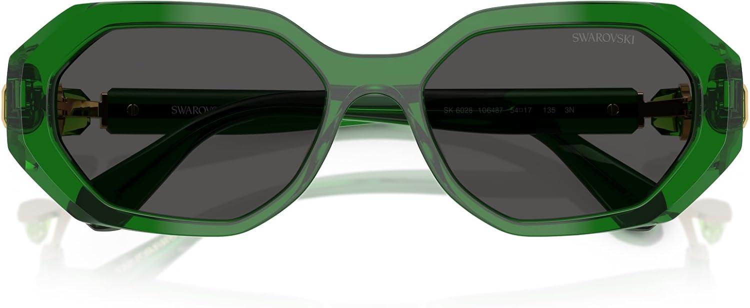 imageSwarovski womens Sk6028 Hexagonal SunglassesTransparent GreenDark Grey