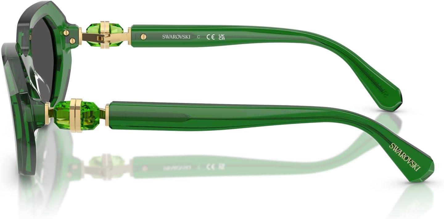 imageSwarovski womens Sk6028 Hexagonal SunglassesTransparent GreenDark Grey