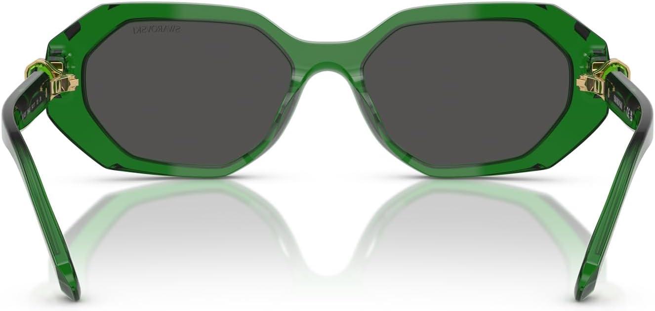 imageSwarovski womens Sk6028 Hexagonal SunglassesTransparent GreenDark Grey