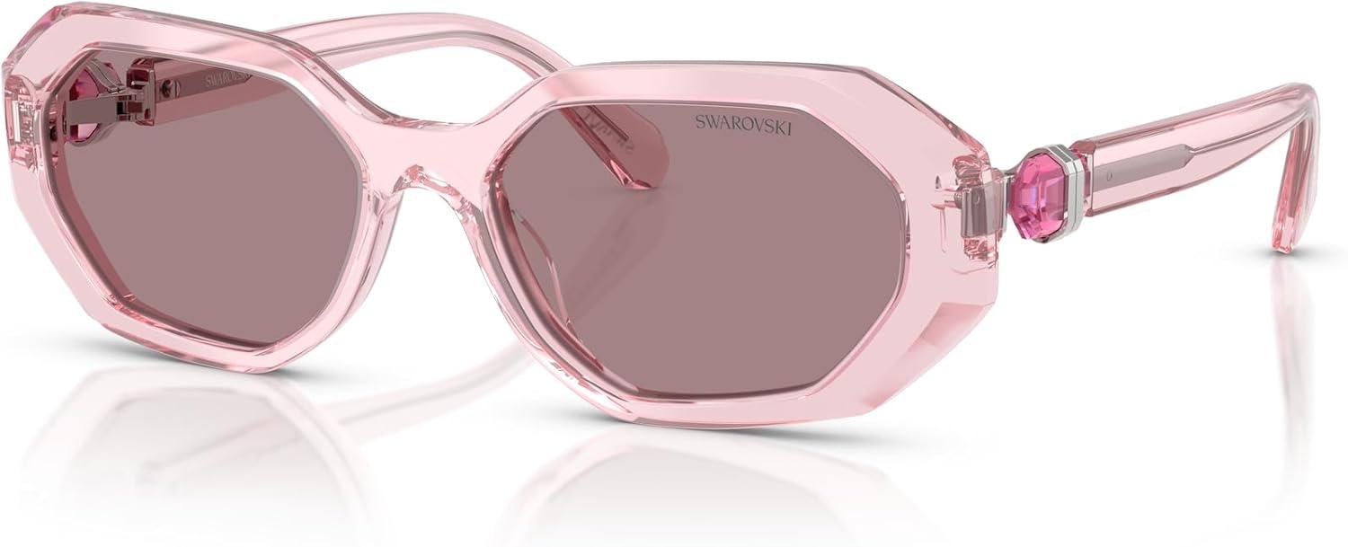 imageSwarovski womens Sk6028 Hexagonal SunglassesTransparent PinkLight Purple Brown
