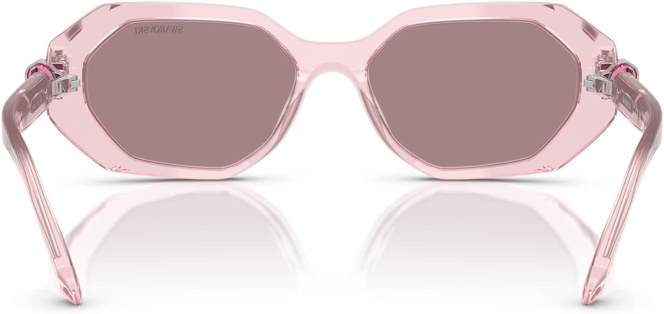 imageSwarovski womens Sk6028 Hexagonal SunglassesTransparent PinkLight Purple Brown