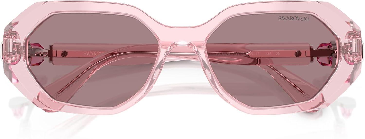 imageSwarovski womens Sk6028 Hexagonal SunglassesTransparent PinkLight Purple Brown