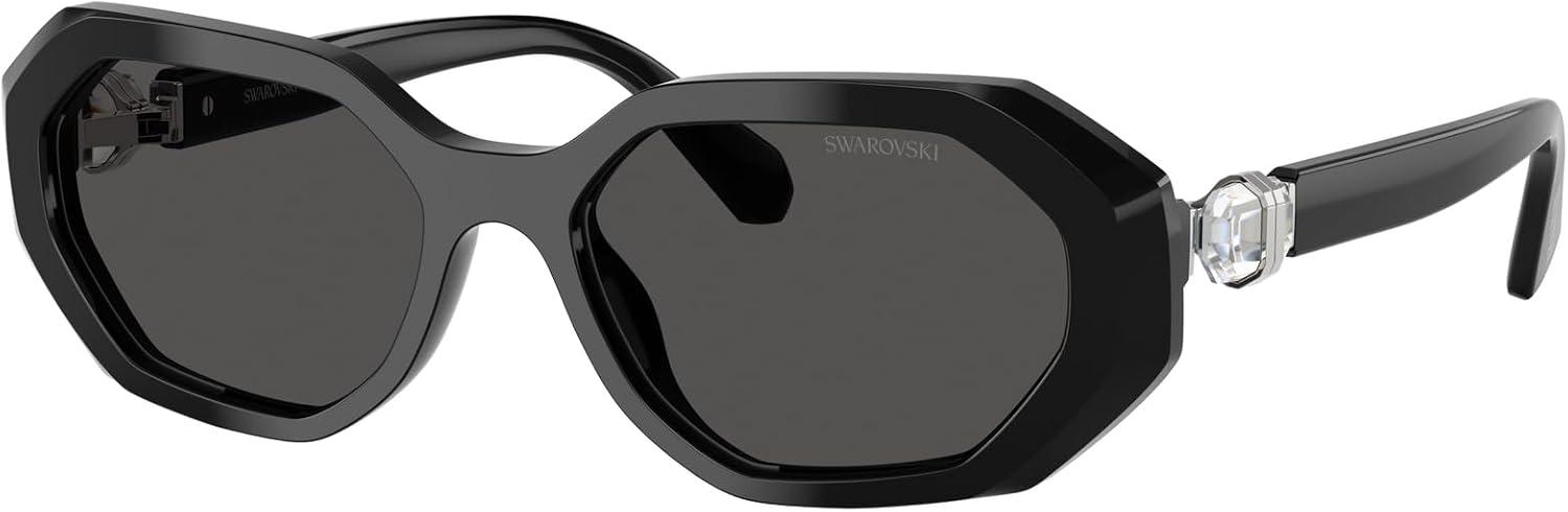 imageSwarovski womens Sk6028f Low Bridge Fit Hexagonal SunglassesBlackDark Grey