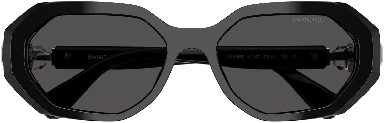 imageSwarovski womens Sk6028f Low Bridge Fit Hexagonal SunglassesBlackDark Grey