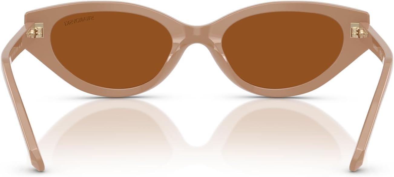 imageSwarovski womens Sk6030f Low Bridge Fit Round SunglassesBeigeDark Brown