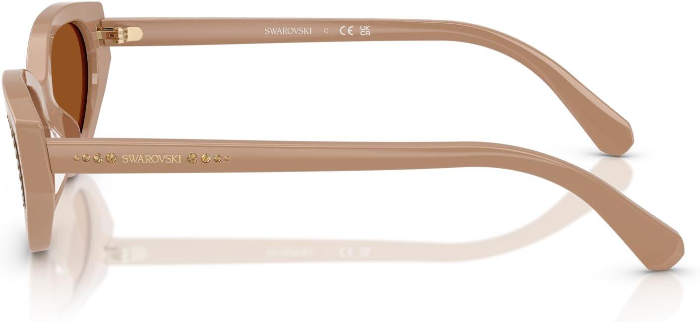 imageSwarovski womens Sk6030f Low Bridge Fit Round SunglassesBeigeDark Brown