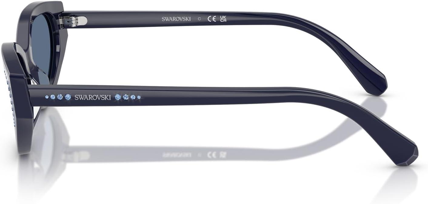 imageSwarovski womens Sk6030f Low Bridge Fit Round SunglassesBlueDark Blue