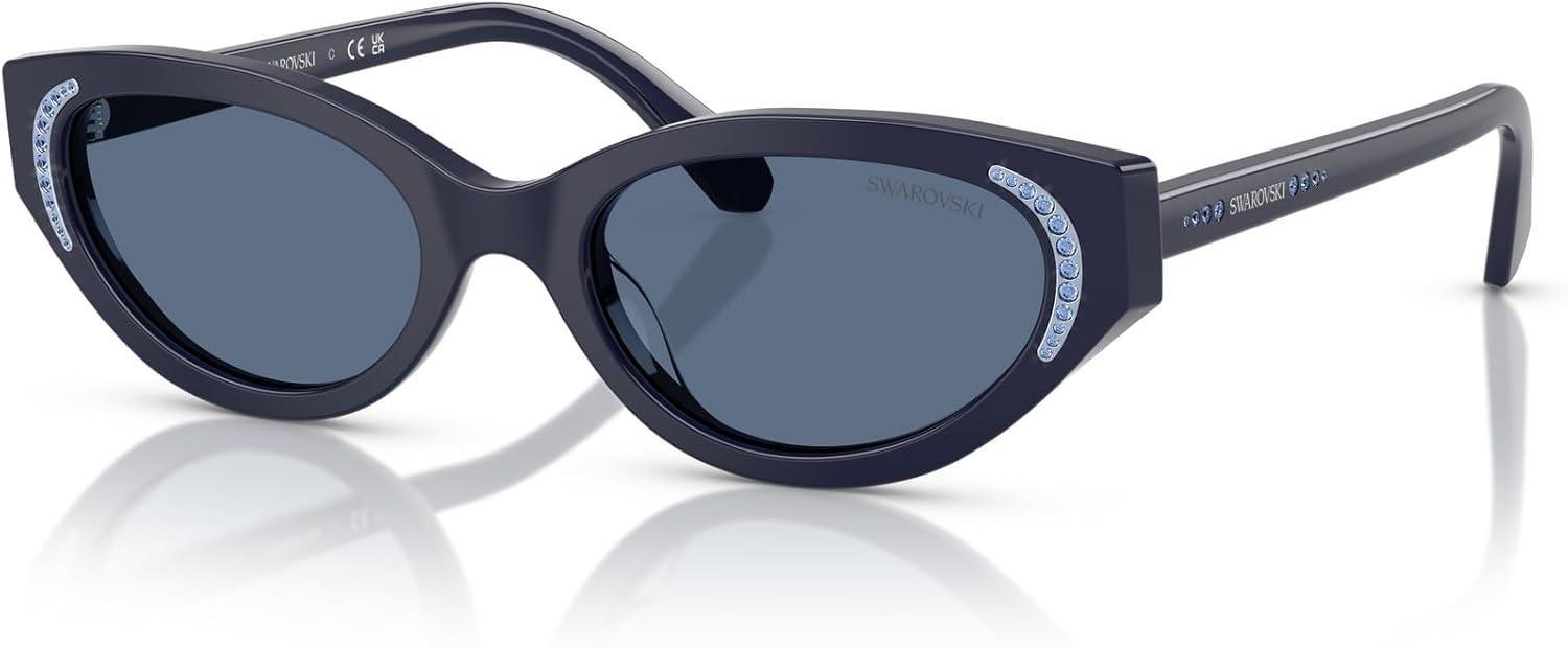 imageSwarovski womens Sk6030f Low Bridge Fit Round SunglassesBlueDark Blue