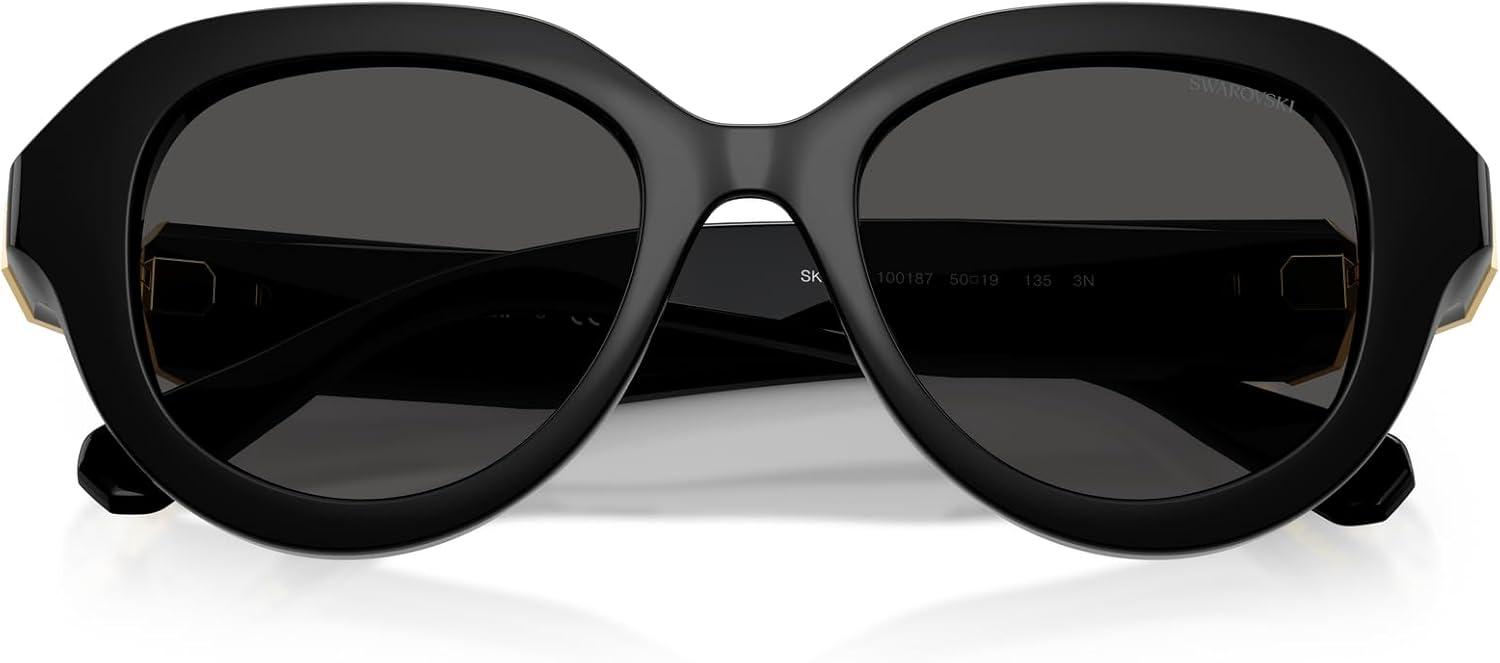 imageSwarovski womens Sk6037 Round SunglassesBlackDark Grey