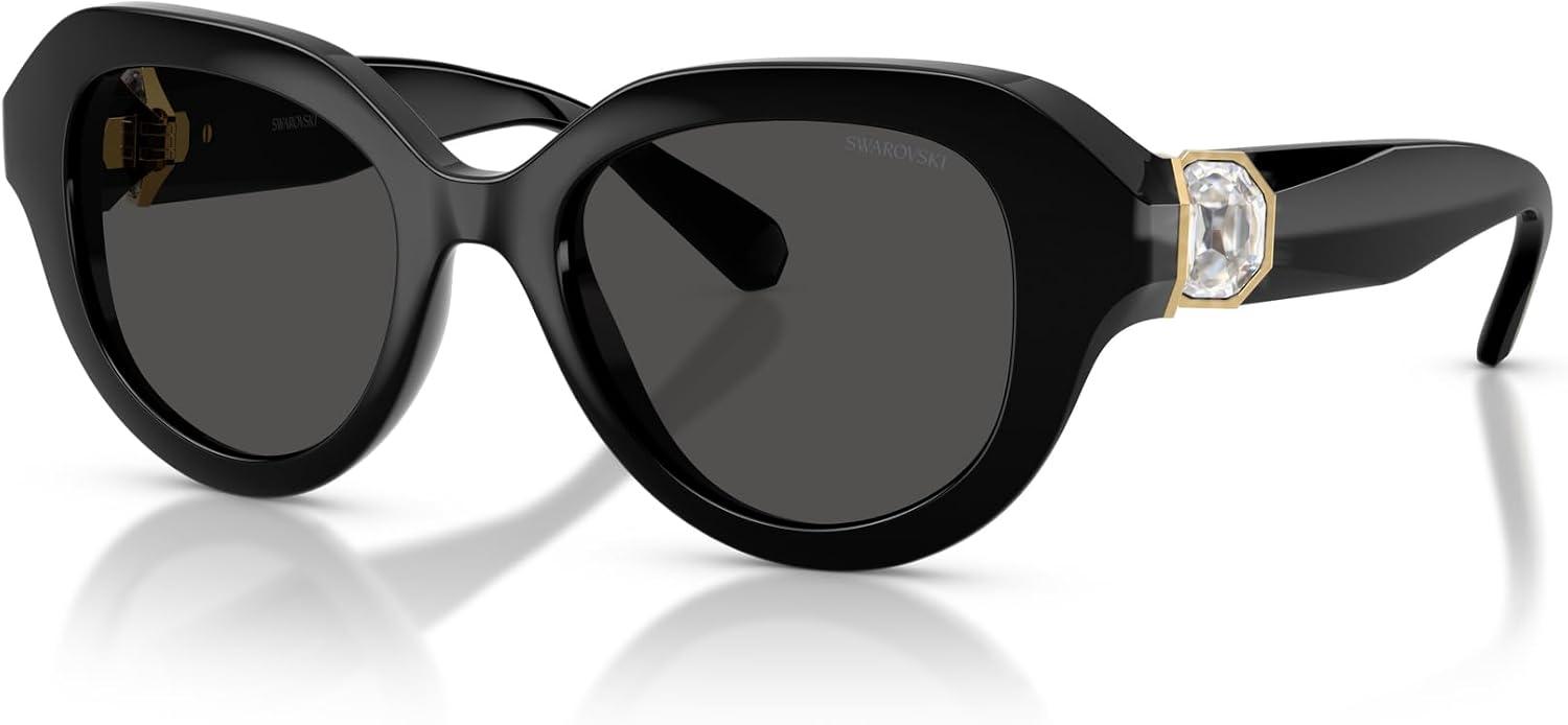 imageSwarovski womens Sk6037 Round SunglassesBlackDark Grey