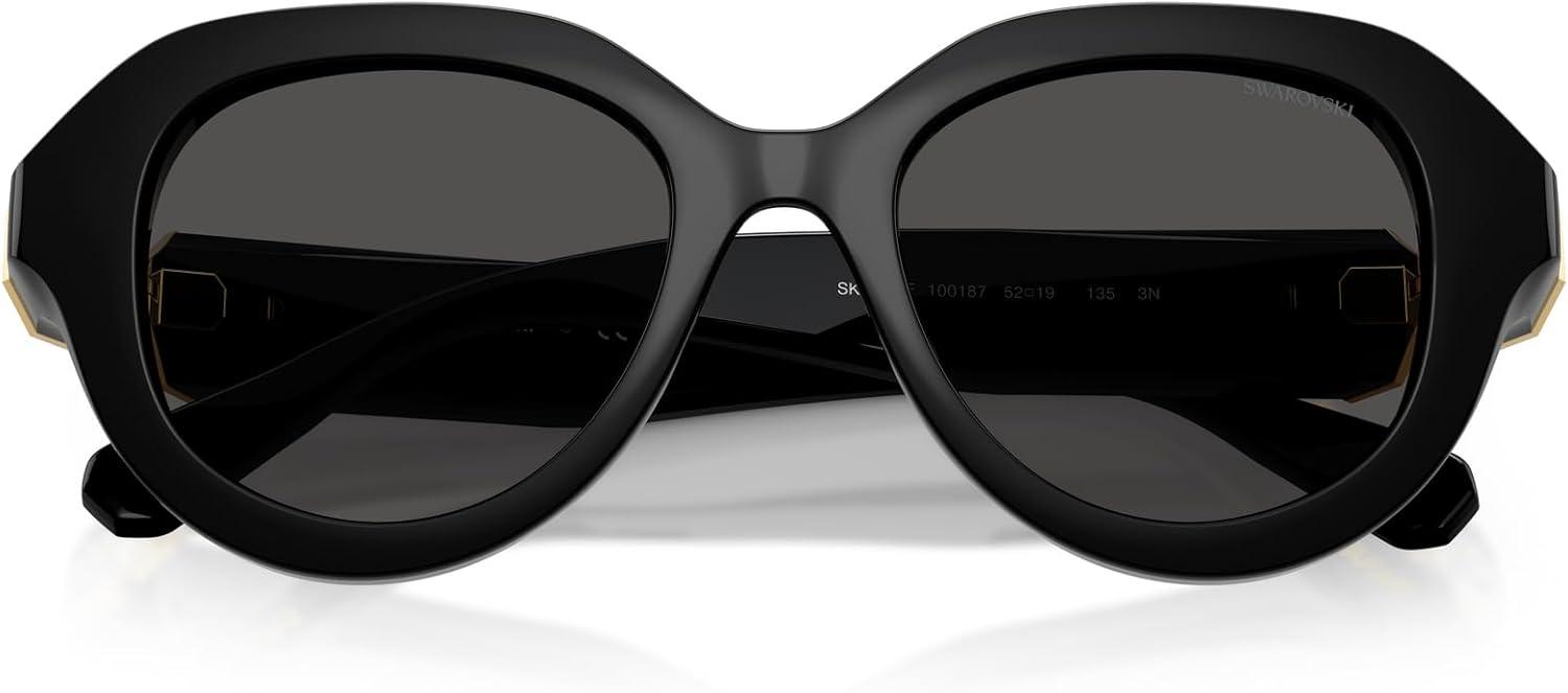 imageSwarovski womens Sk6037f Low Bridge Fit Round SunglassesBlackDark Grey