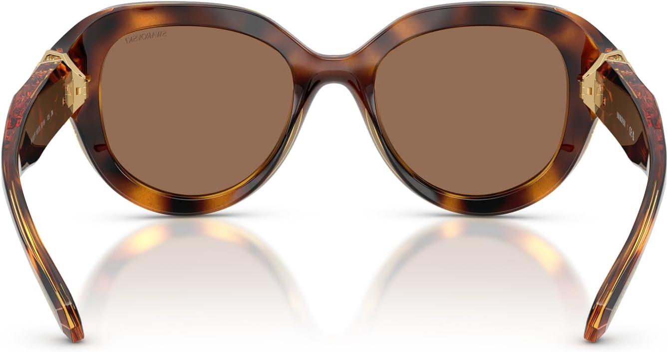 imageSwarovski womens Sk6037f Low Bridge Fit Round SunglassesHavanaDark Brown