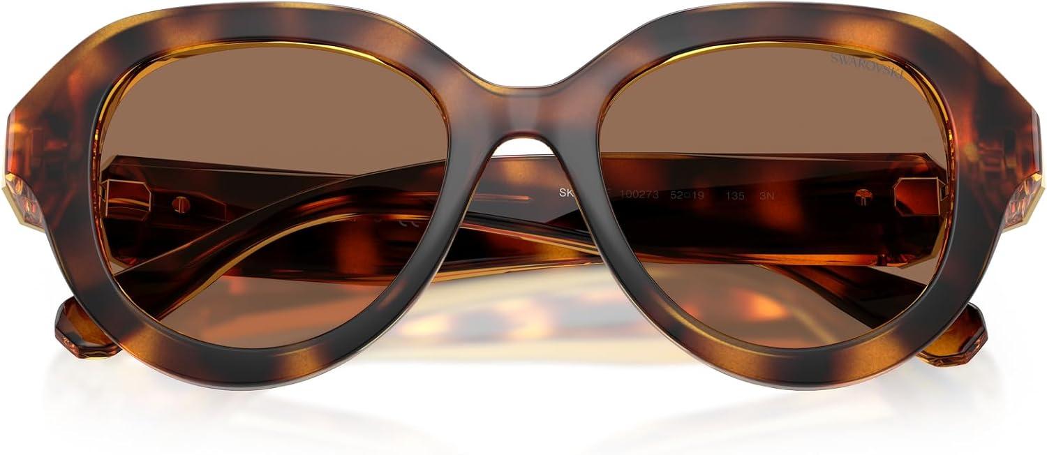 imageSwarovski womens Sk6037f Low Bridge Fit Round SunglassesHavanaDark Brown