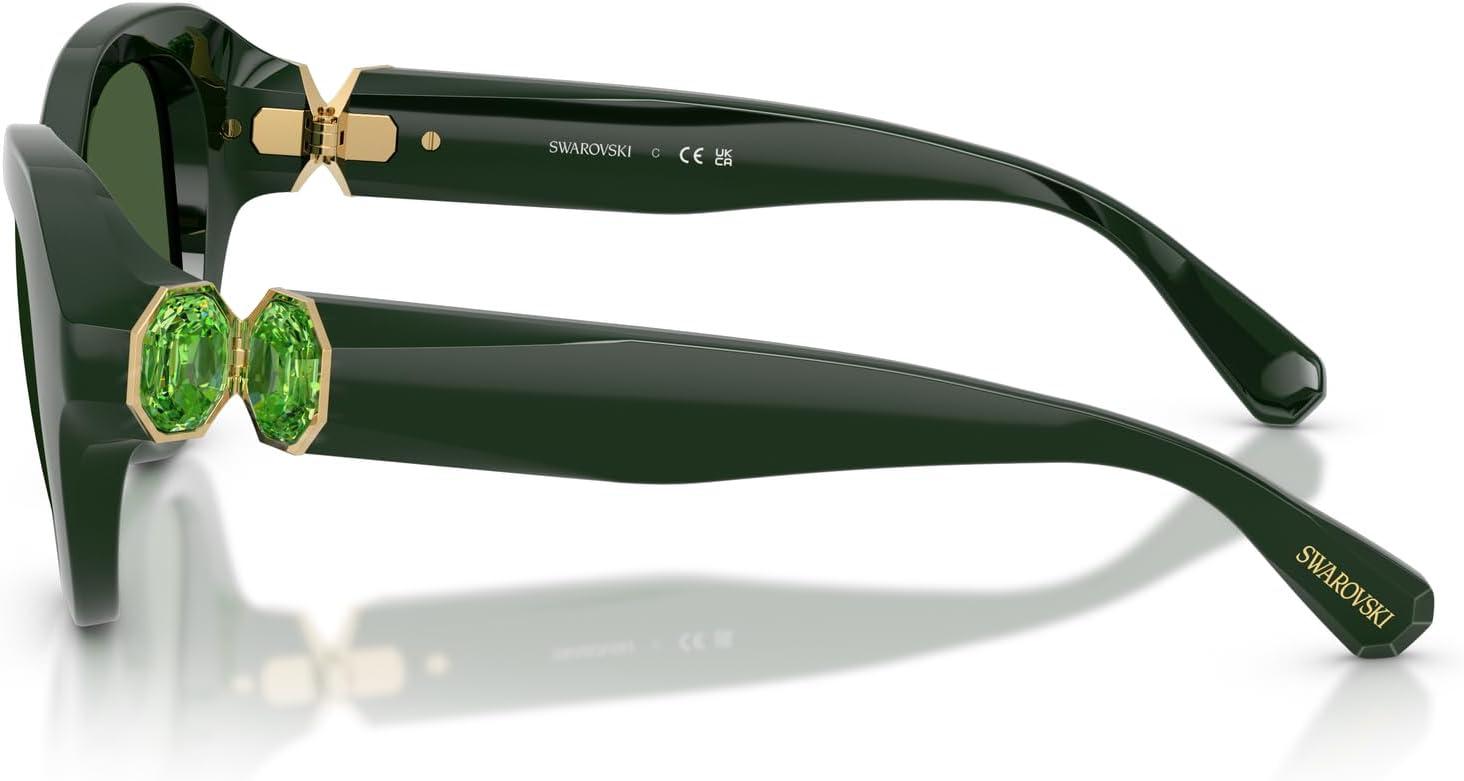 imageSwarovski womens Sk6037f Low Bridge Fit Round SunglassesSolid GreenDark Green