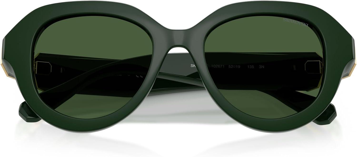 imageSwarovski womens Sk6037f Low Bridge Fit Round SunglassesSolid GreenDark Green