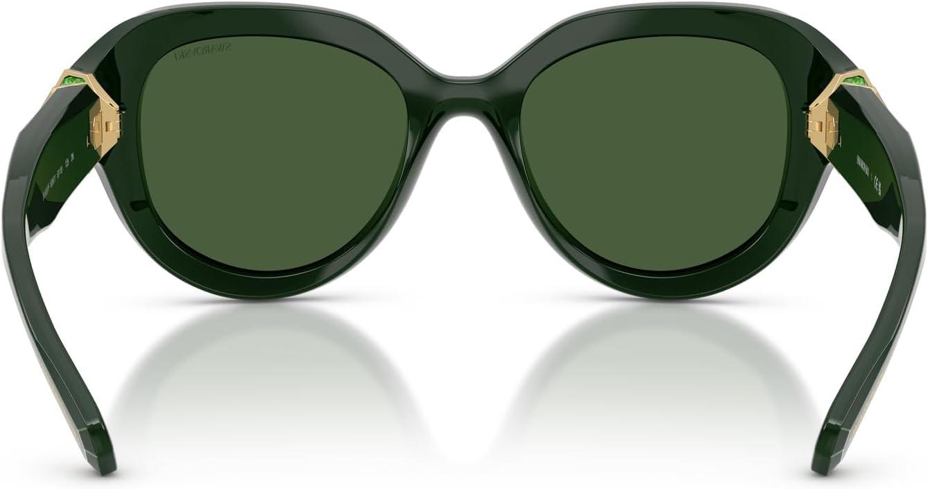 imageSwarovski womens Sk6037f Low Bridge Fit Round SunglassesSolid GreenDark Green