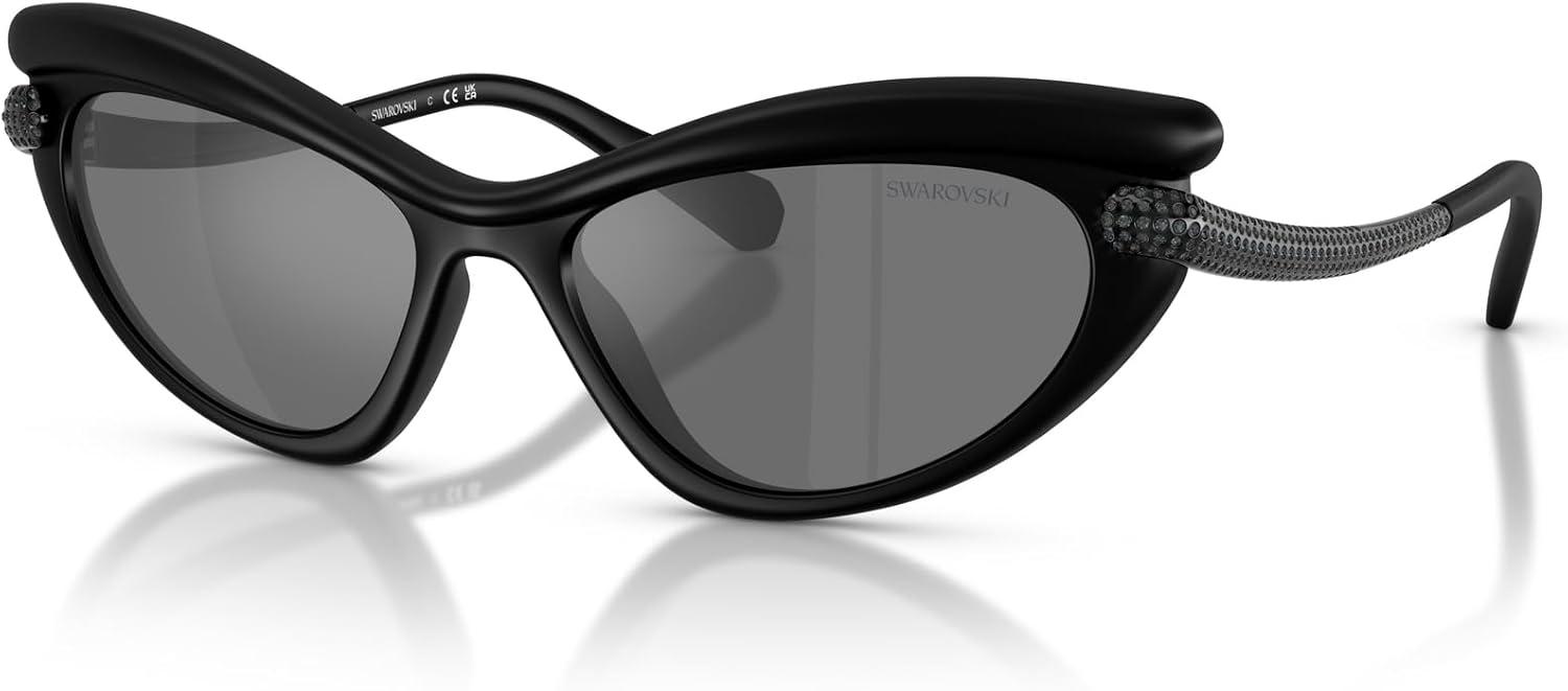 imageSwarovski womens Sk6038 Cat Eye SunglassesMatte BlackGrey Mirrored Black