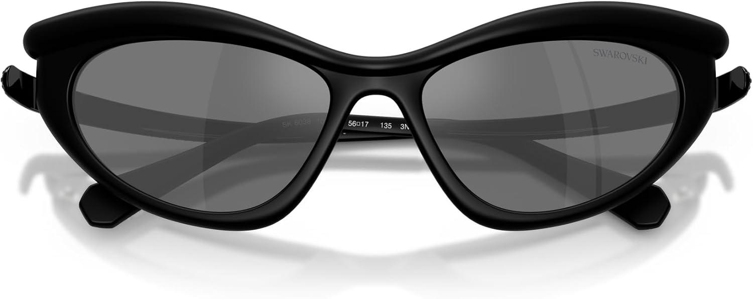 imageSwarovski womens Sk6038 Cat Eye SunglassesMatte BlackGrey Mirrored Black