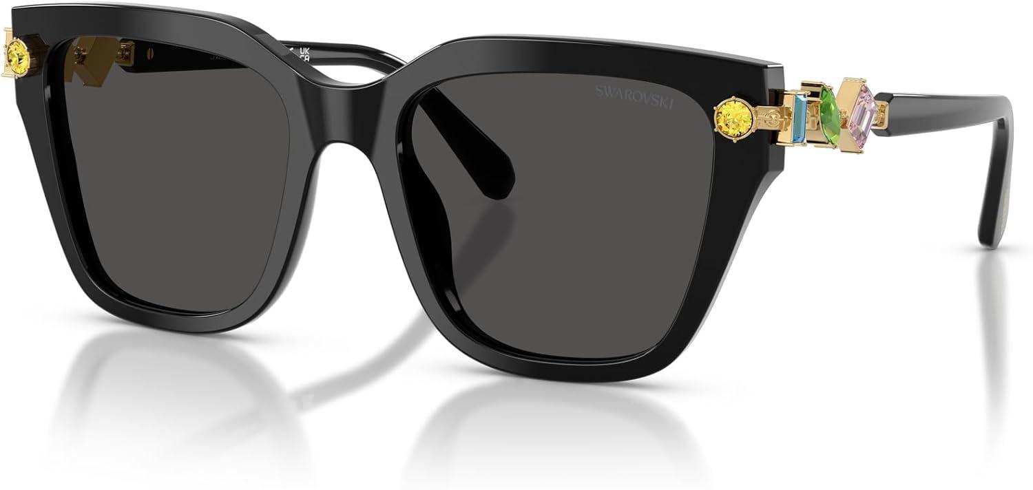 imageSwarovski womens Sk6041f Low Bridge Fit Square SunglassesBlackDark Grey