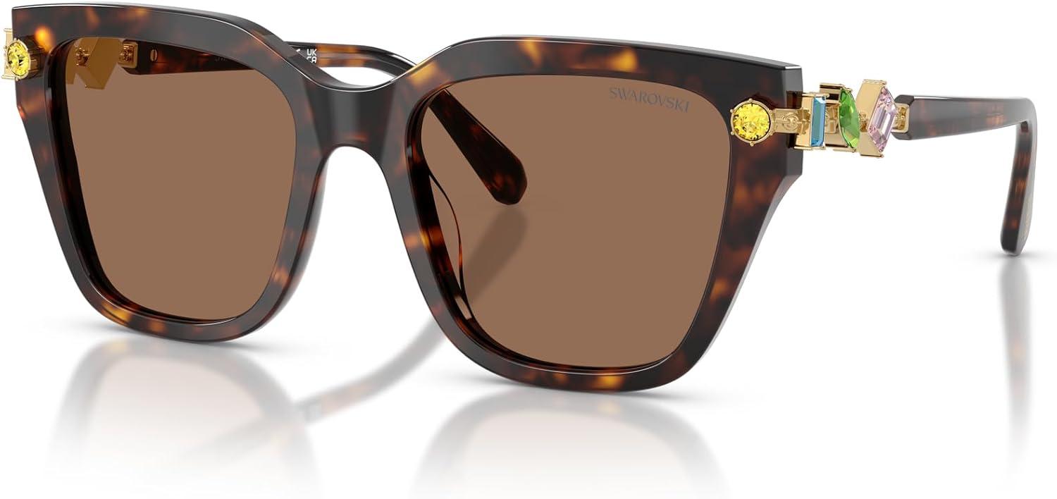 imageSwarovski womens Sk6041f Low Bridge Fit Square SunglassesHavanaDark Brown