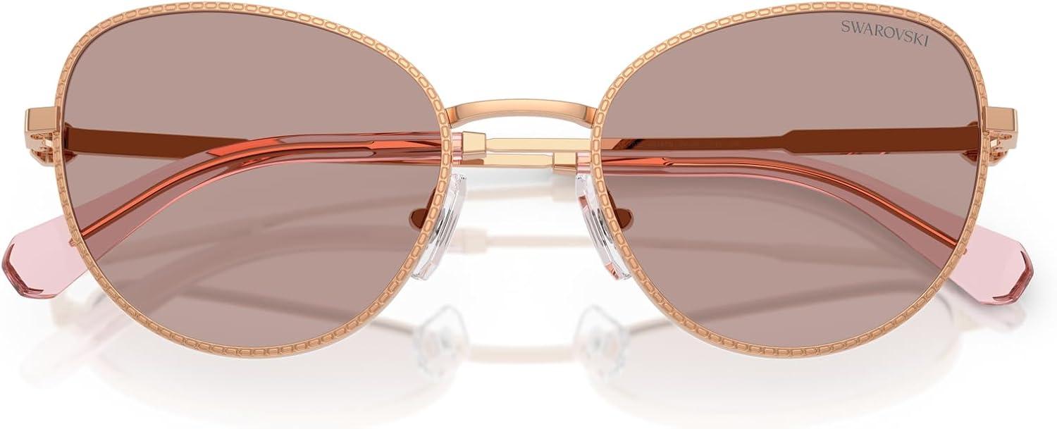 imageSwarovski womens Sk7032 Round SunglassesRose GoldLight Purple Brown