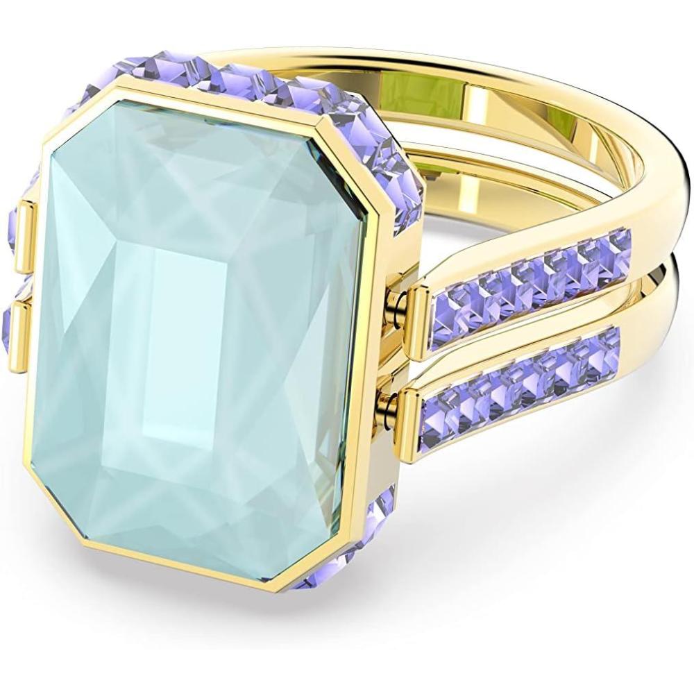 imageSwarovski Chroma Crystal Jewelry Collection Gold Tone Finish MultiColored CrystalsSize 52 US Size 6