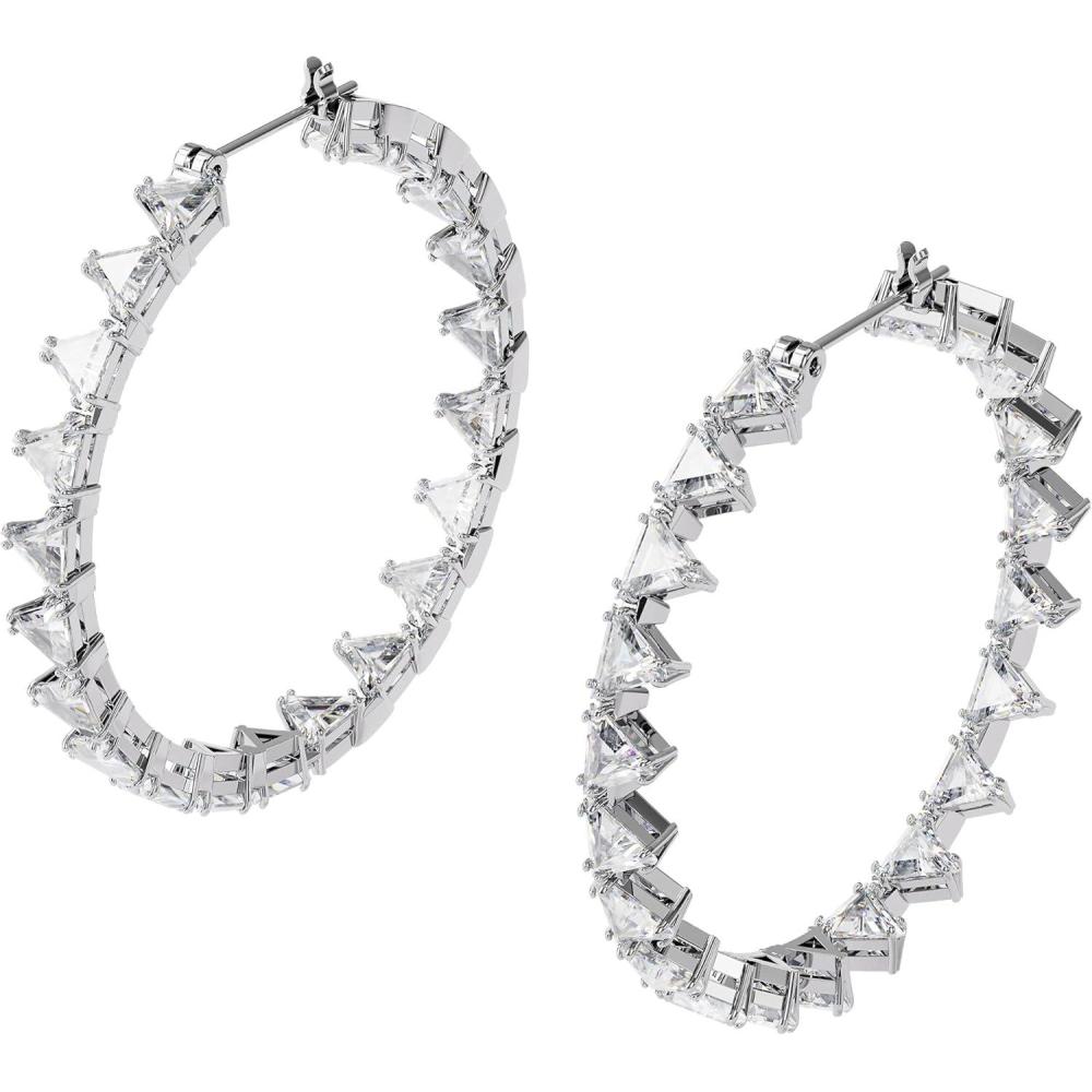 imageSwarovski Ortyx Earrings and Bracelet Crystal Jewelry Collection Clear Crystals Rhodium FinishHoop Earrings  Rhodium Tone