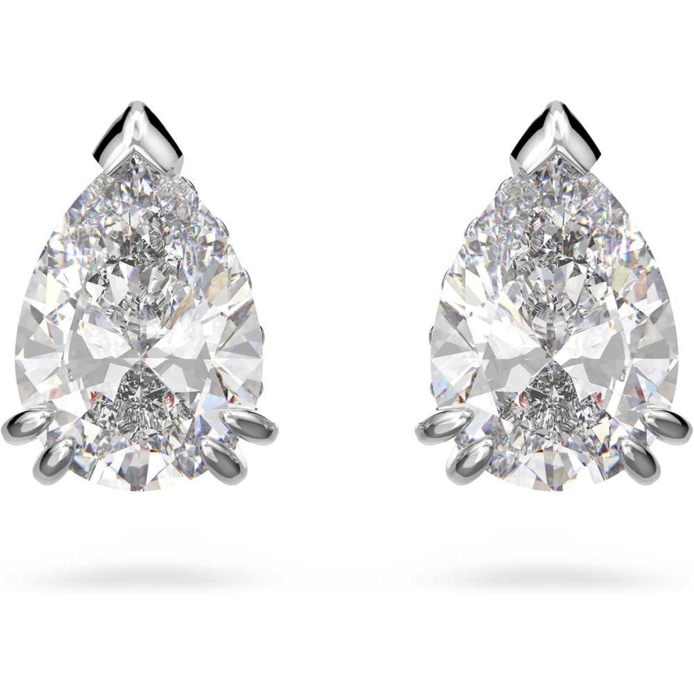 imageSwarovski Stilla Stud Earrings Pear Cut Clear Crystals Rhodium Finish