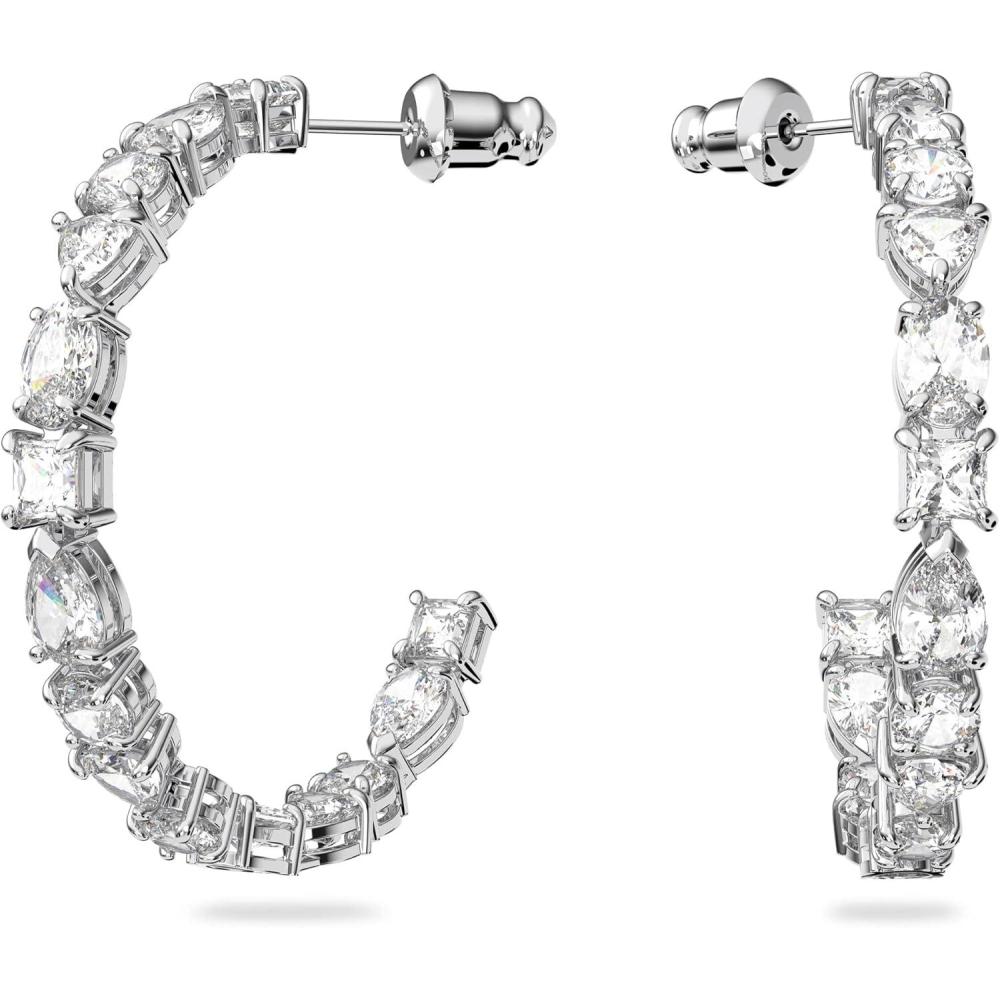 imageSwarovski Tennis Deluxe Womens Hoop Pierced Earrings with White Crystal in a Rhodium Plated Setting