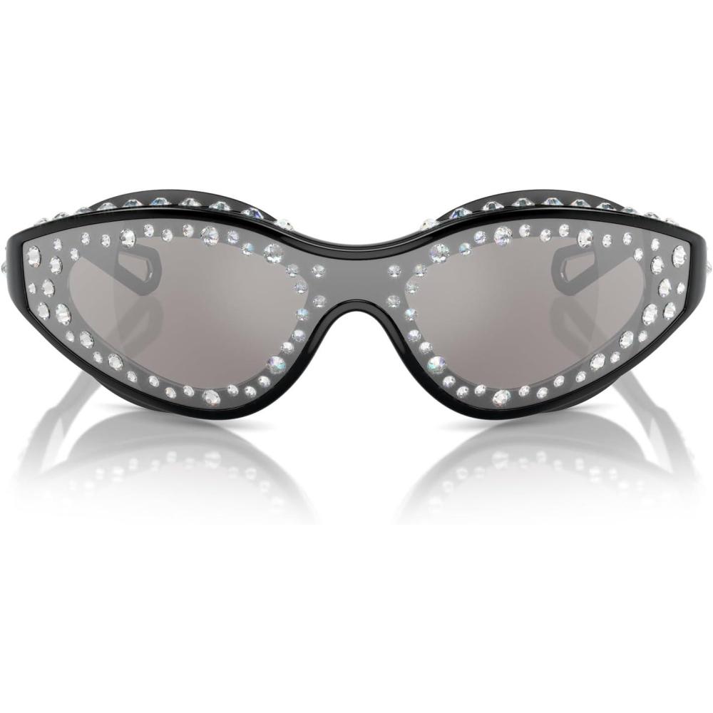 imageSwarovski Womens Sk6024 Oval SunglassesMilky WhiteGrey Mirrored Black