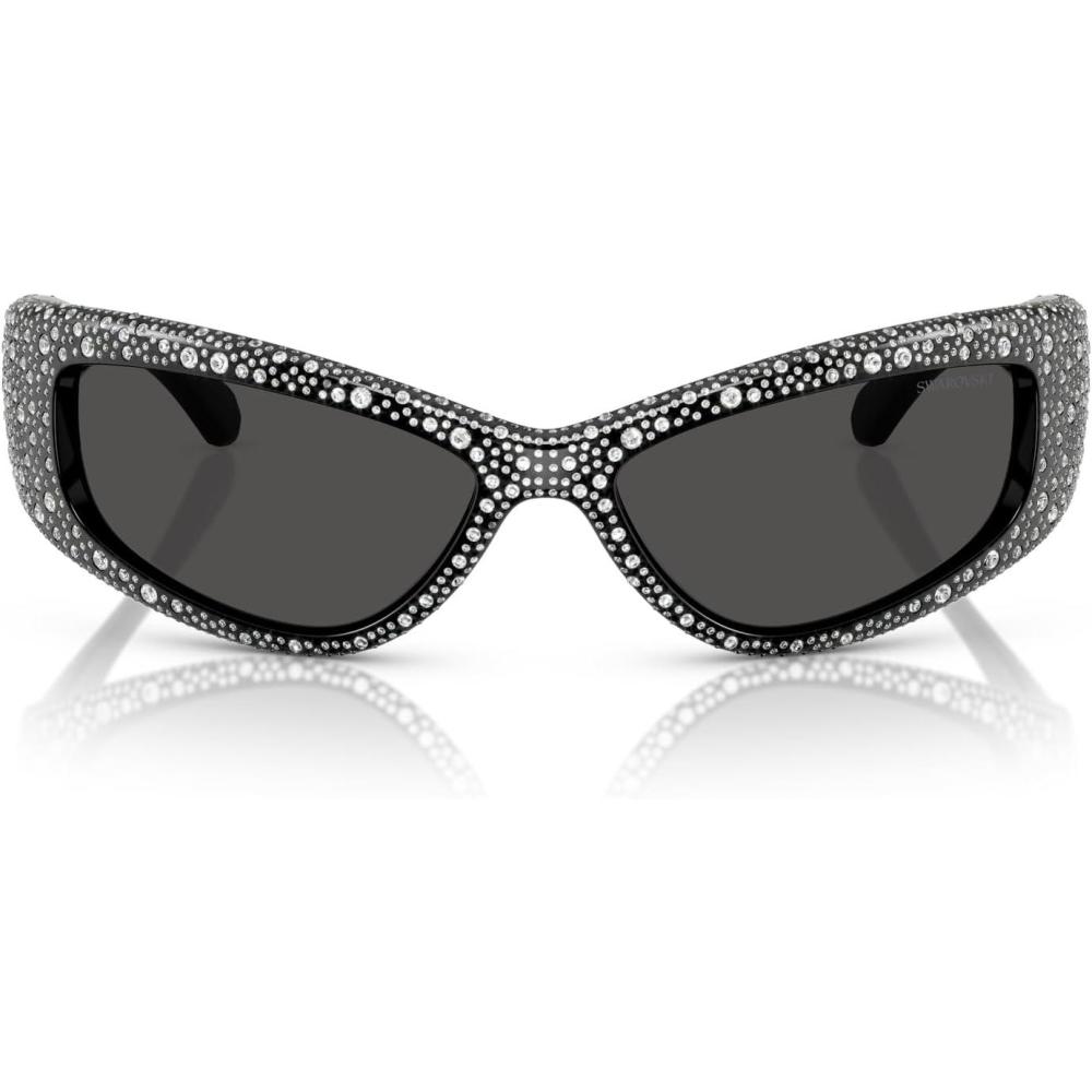 imageSwarovski Womens Sk6027 Rectangular SunglassesBlackDark Grey