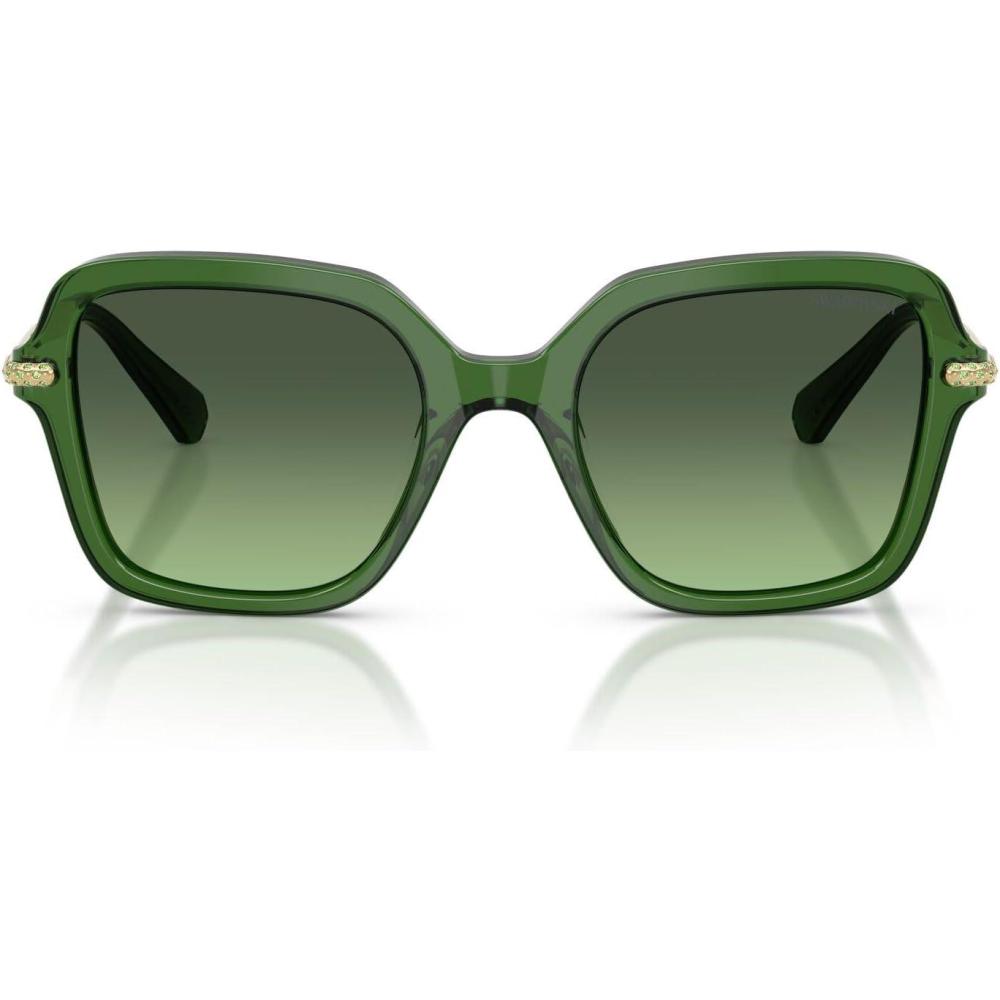 imageSwarovski Womens Sk6040 Square SunglassesTransparent Dark GreenGreen Gradient